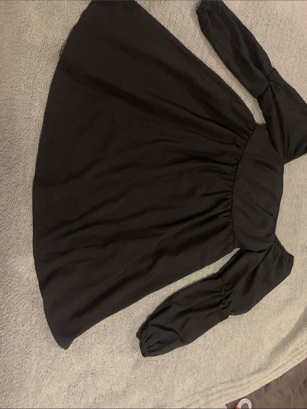 Women's Black Off-Shoulder Puff Sleeve Mini Dress